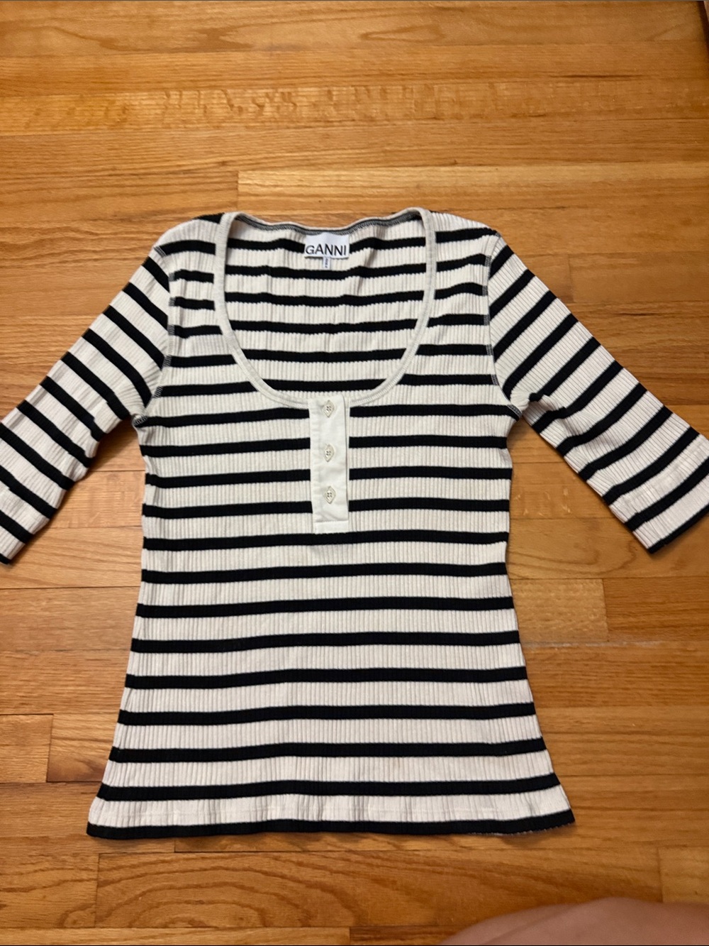 Ganni Striped Striped short Sleeve Tee missing size tag M/L